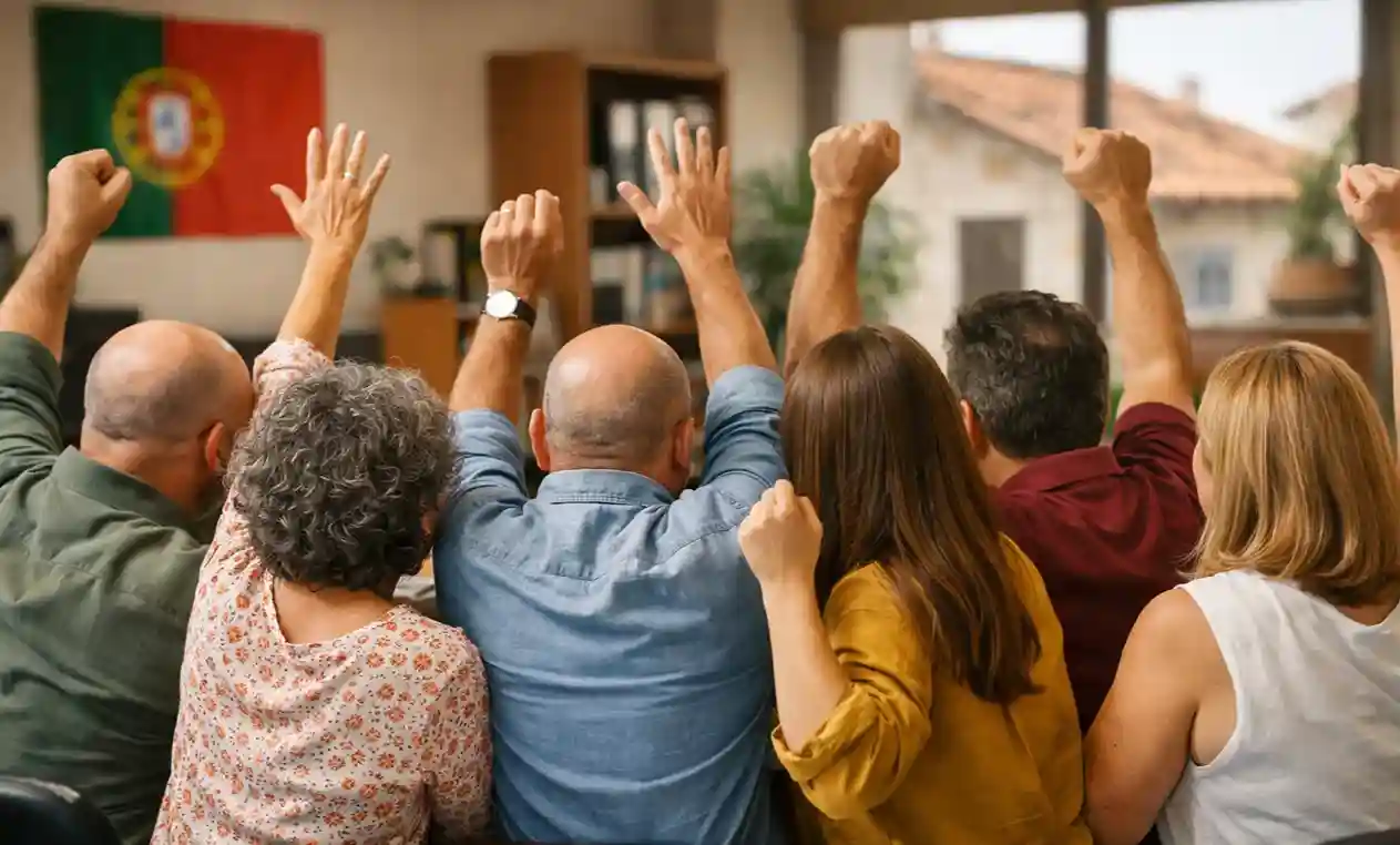 Grupo de colegas de trabalho a celebrar juntos