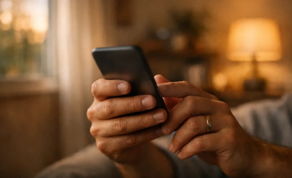 Pessoa a jogar Euromilhões online num smartphone
