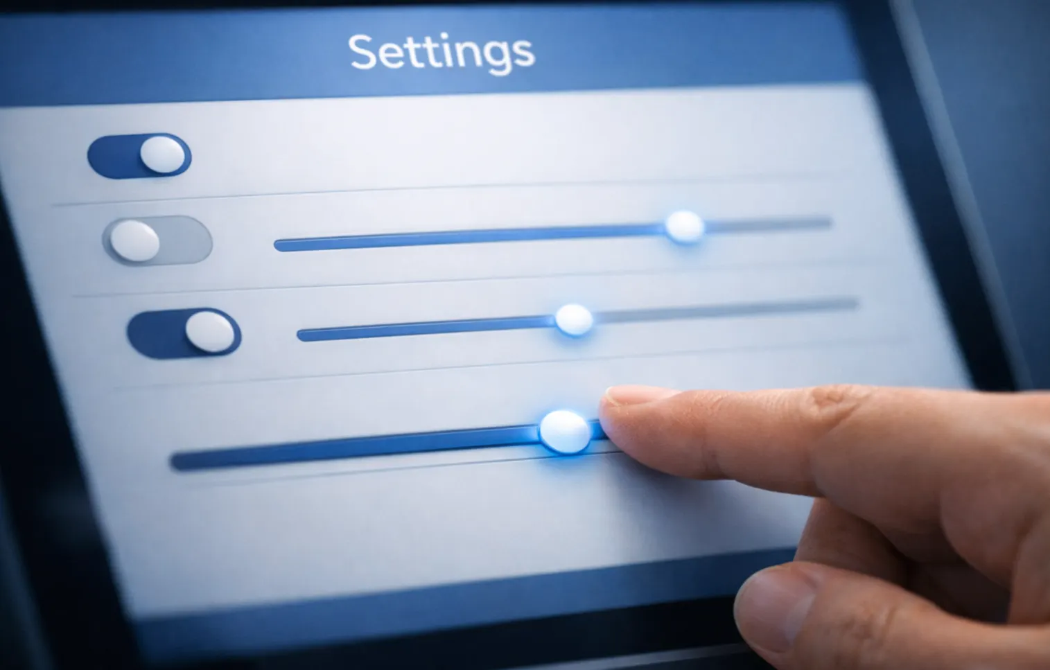 Interface digital com controlos deslizantes para definição de limites