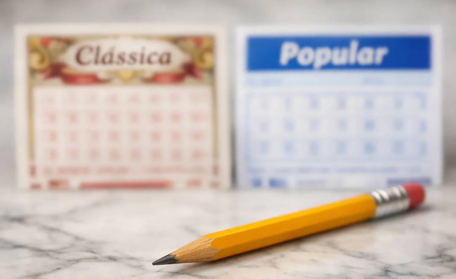 Fracções de bilhetes da Lotaria Clássica e Popular lado a lado
