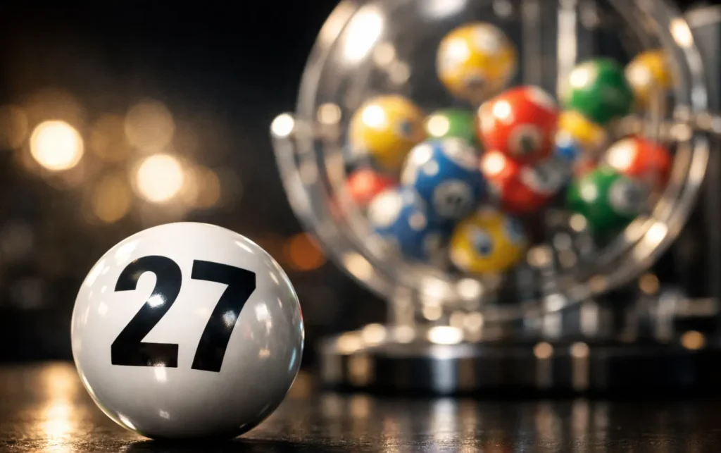 Esfera de sorteio com bolas numeradas em movimento