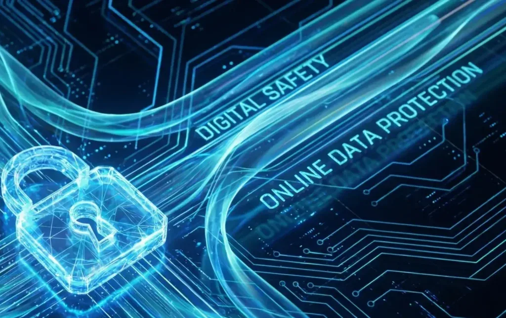 Cadeado digital sobre fundo de tecnologia