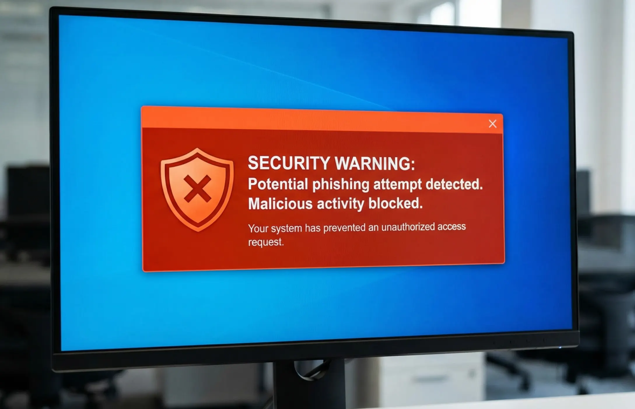 Ecr&atilde; de computador a mostrar alerta de seguran&ccedil;a